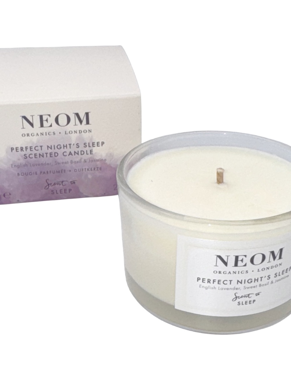 NEOM 🆕 Perfect Night’s Sleep Travel Candle • Lavender, Sweet Basil & Jasmine